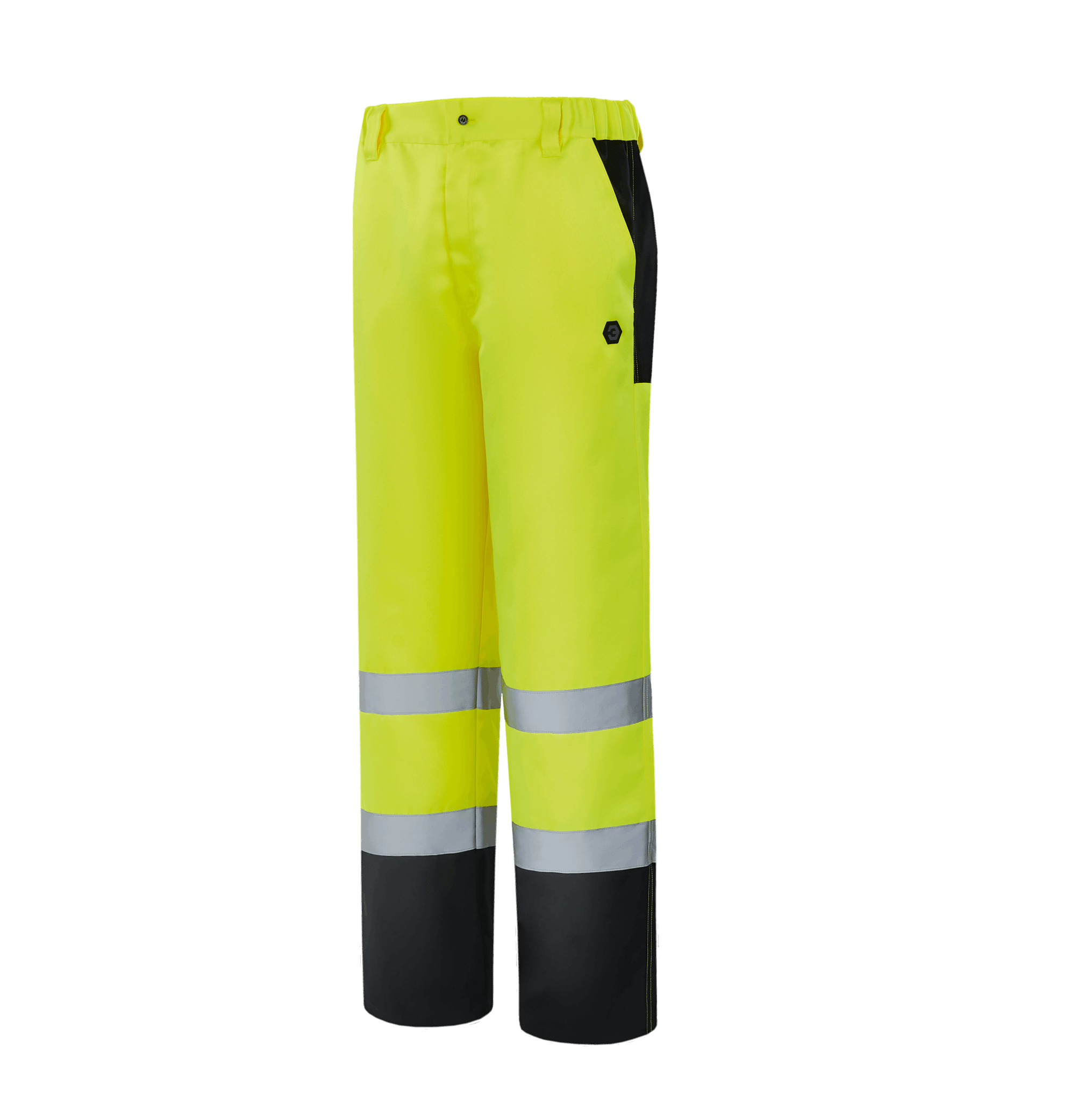 WP103 SOUTHAMPTON hi-vis yellow work pant, 80/20 polyester-cotton, hand pockets, black highlights, EN 20471 Class 1